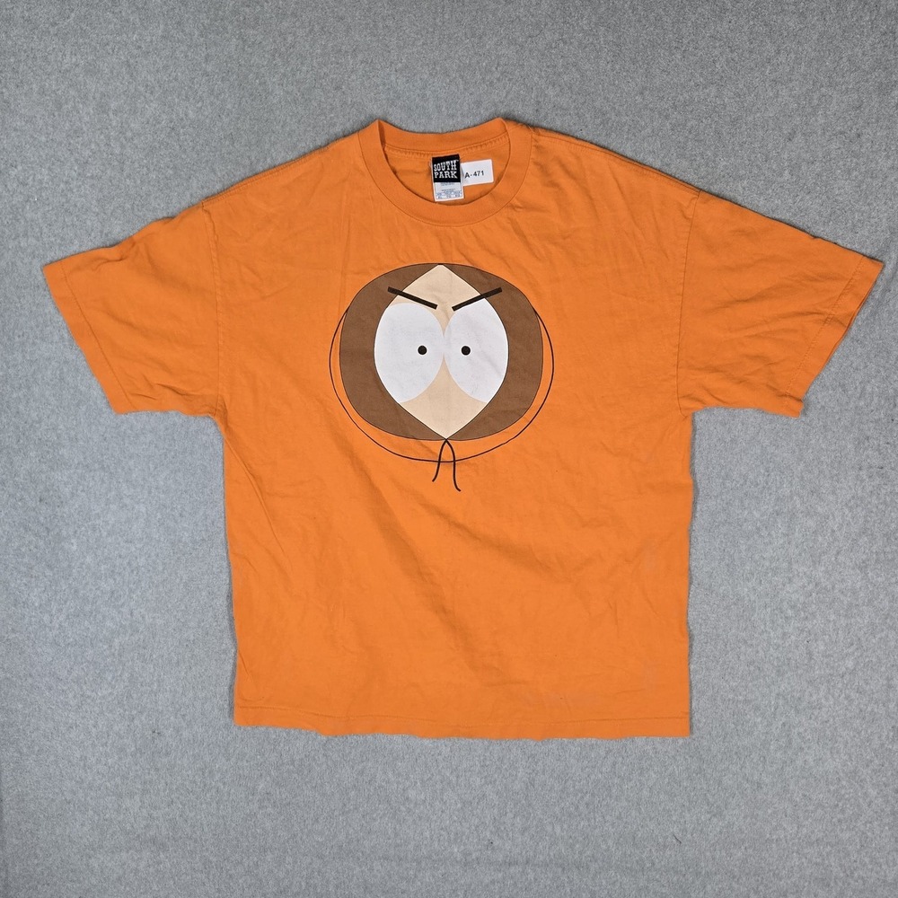 VINTAGE South Park Men Shirt XL Orange Kenny Logo Short Sleeve Y2K READ